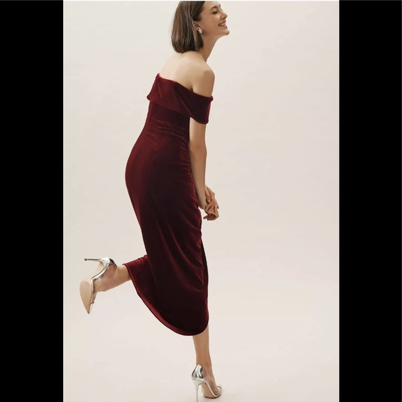BHLDN Edison Red Velvet Dress Size 6 NWT - Picture 3 of 16